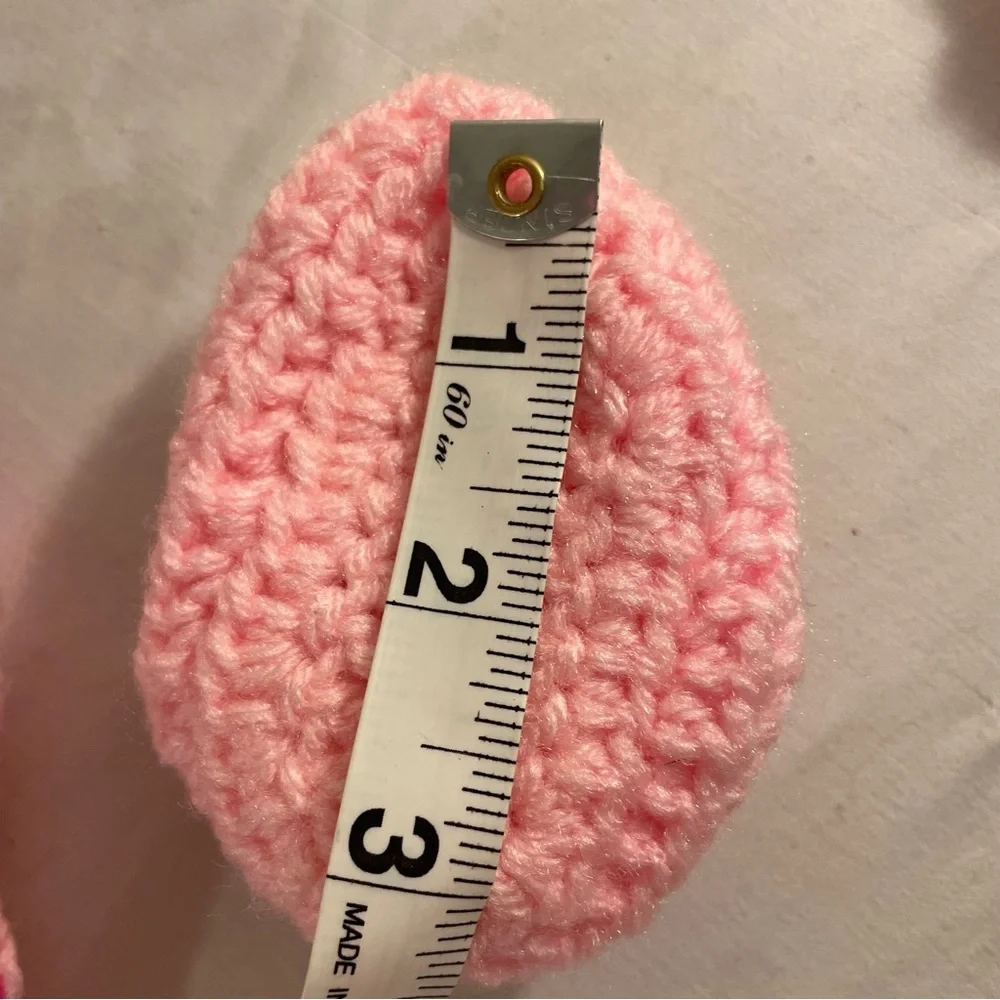 NWOT Pink Hand Crocheted NB/3M Hat Diaper Cover and Booties Doll Photo Shoot